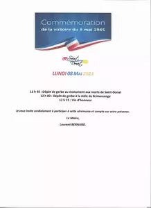 invitation à la commémoration du 08 Mai             